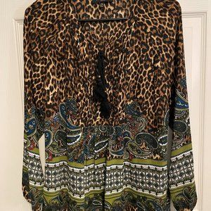 Melissa Paige Long Sleeve Bohemian Leopard Blouse